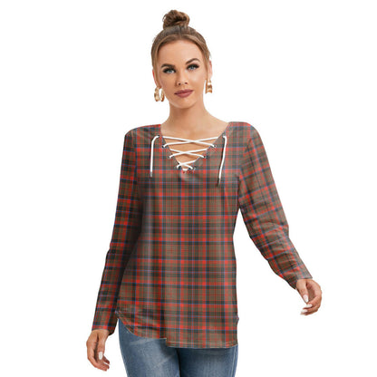 Cumming Hunting Weathered Tartan Plaid Long Sleeve Neckline Tie Sweatshirt