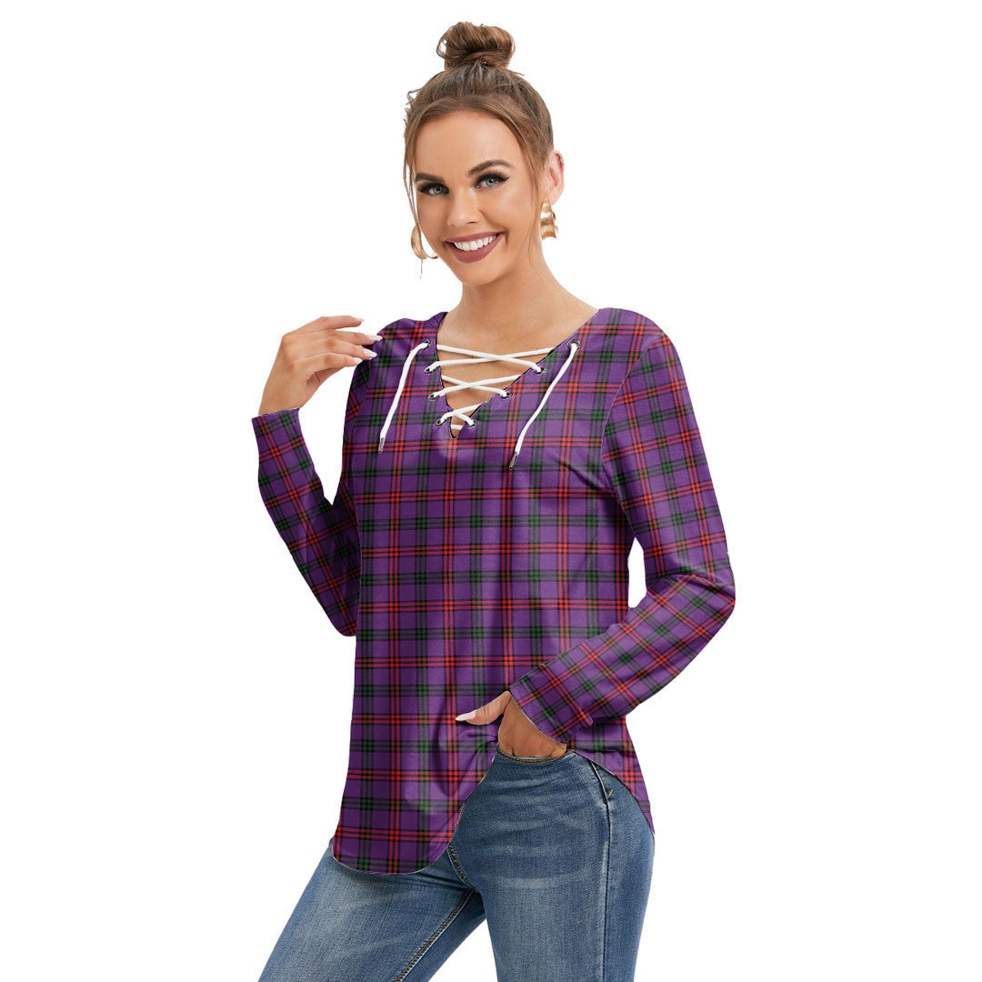 Montgomery Modern Tartan Plaid Long Sleeve Neckline Tie Sweatshirt