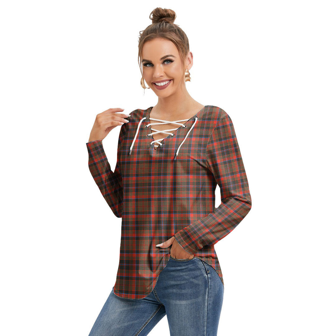 Cumming Hunting Weathered Tartan Plaid Long Sleeve Neckline Tie Sweatshirt