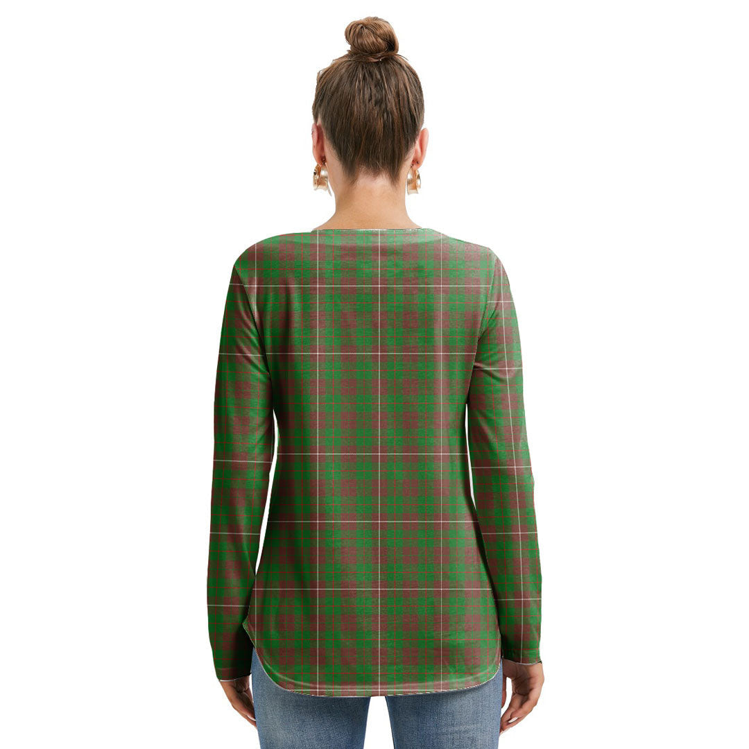 MacKinnon Hunting Modern Tartan Crest Long Sleeve Neckline Tie Sweatshirt