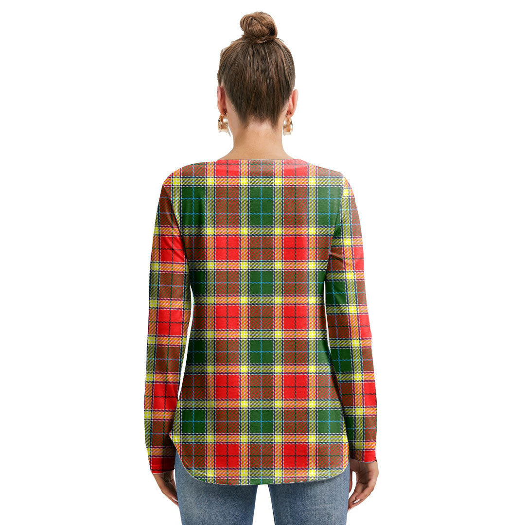 Gibbs Tartan Plaid Long Sleeve Neckline Tie Sweatshirt