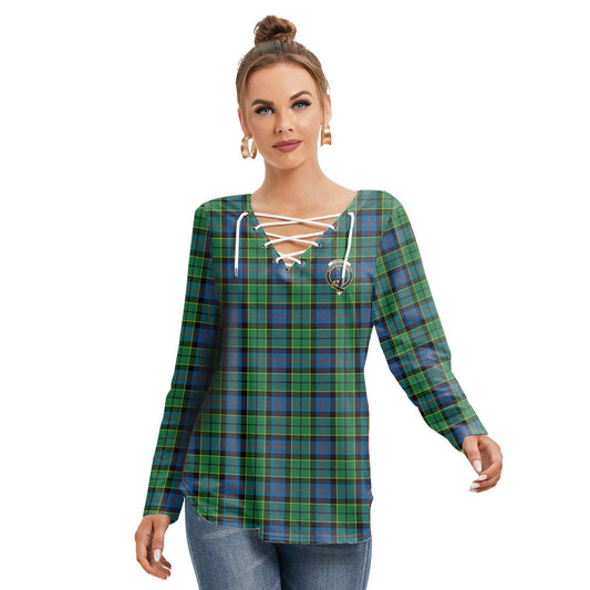 Forsyth Ancient Tartan Crest Long Sleeve Neckline Tie Sweatshirt