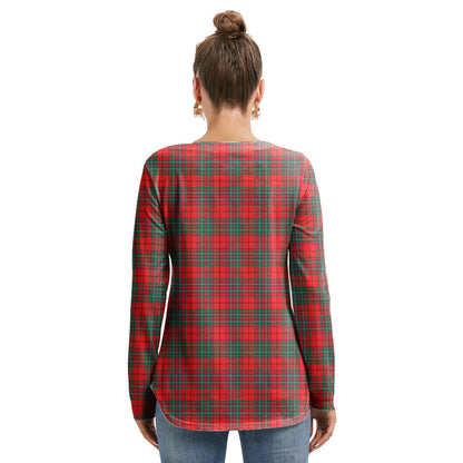 Cumming Modern Tartan Crest Long Sleeve Neckline Tie Sweatshirt