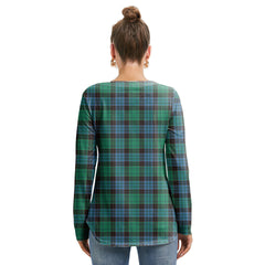 Stewart Old Ancient Tartan Crest Long Sleeve Neckline Tie Sweatshirt