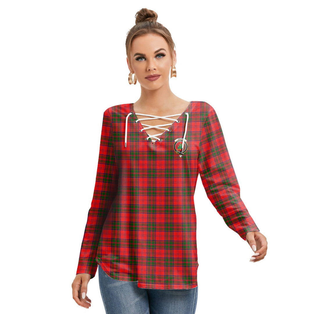 Grant Modern Tartan Crest Long Sleeve Neckline Tie Sweatshirt