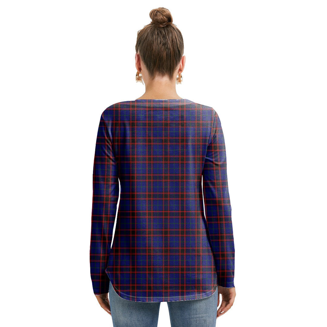 Home Modern Tartan Plaid Long Sleeve Neckline Tie Sweatshirt