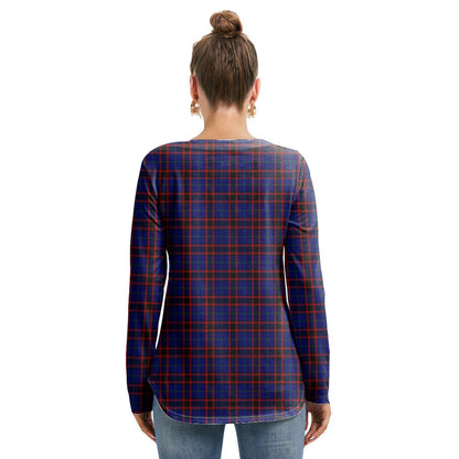 Home Modern Tartan Plaid Long Sleeve Neckline Tie Sweatshirt