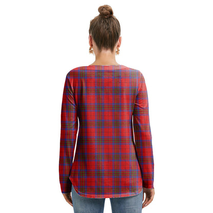 Leslie Modern Tartan Crest Long Sleeve Neckline Tie Sweatshirt