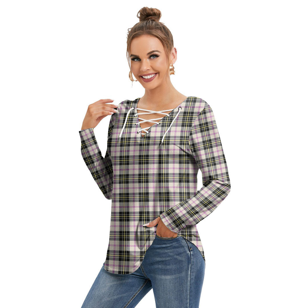 MacPherson Dress Ancient Tartan Plaid Long Sleeve Neckline Tie Sweatshirt