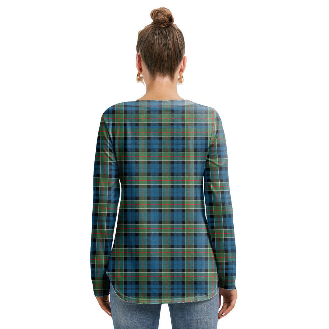 Colquhoun Ancient Tartan Plaid Long Sleeve Neckline Tie Sweatshirt