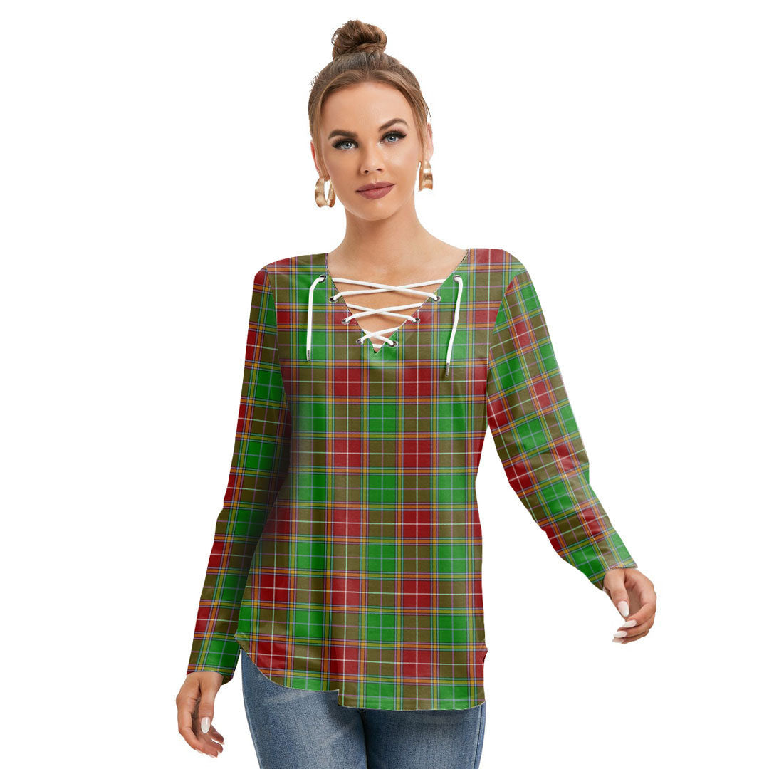 Baxter Modern Tartan Plaid Long Sleeve Neckline Tie Sweatshirt