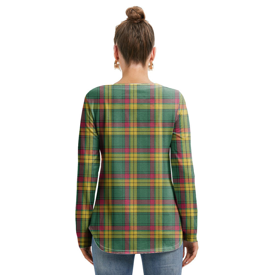 MacMillan Old Ancient Tartan Plaid Long Sleeve Neckline Tie Sweatshirt