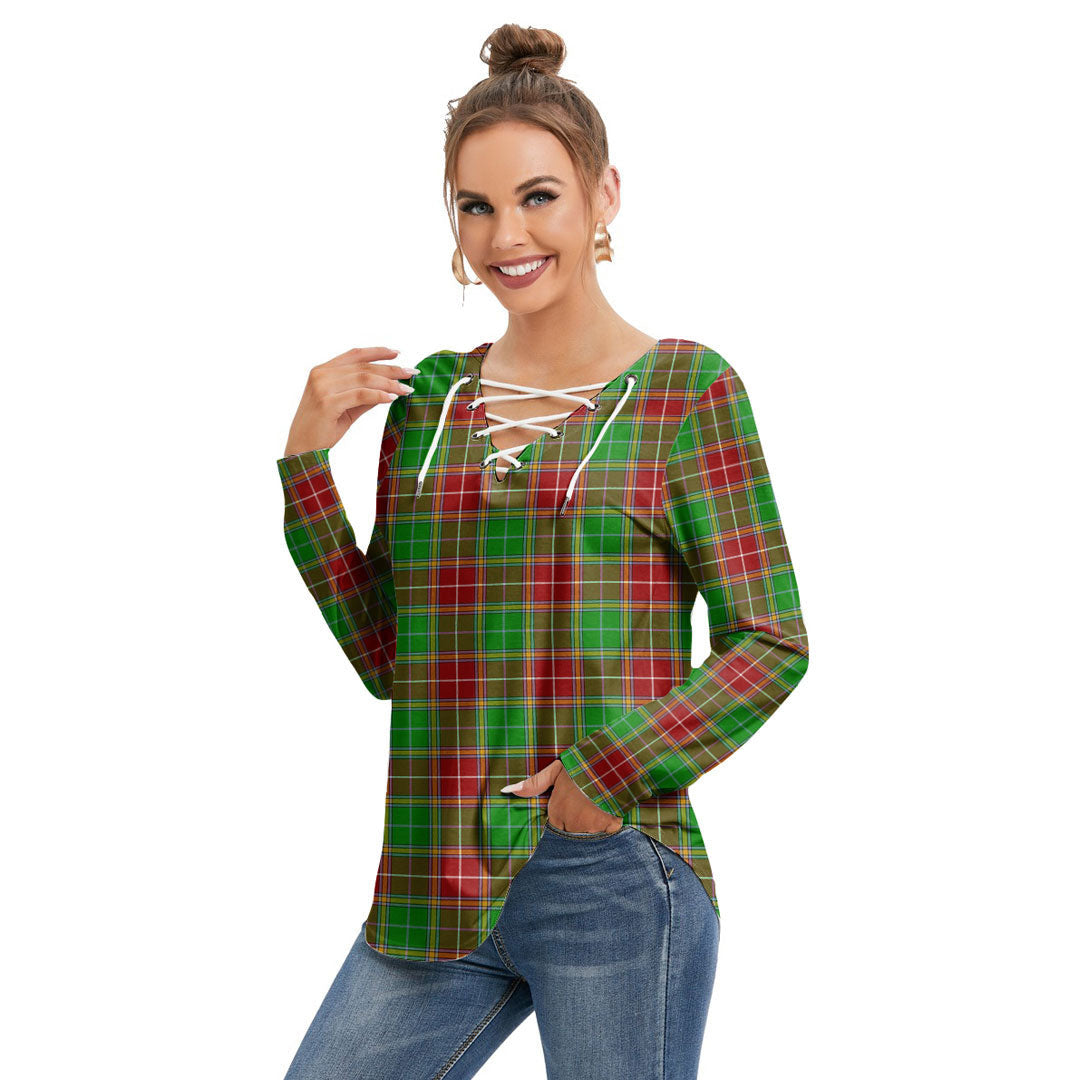 Baxter Modern Tartan Plaid Long Sleeve Neckline Tie Sweatshirt