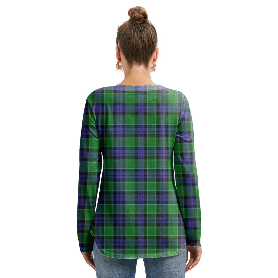 Graham of Menteith Modern Tartan Crest Long Sleeve Neckline Tie Sweatshirt