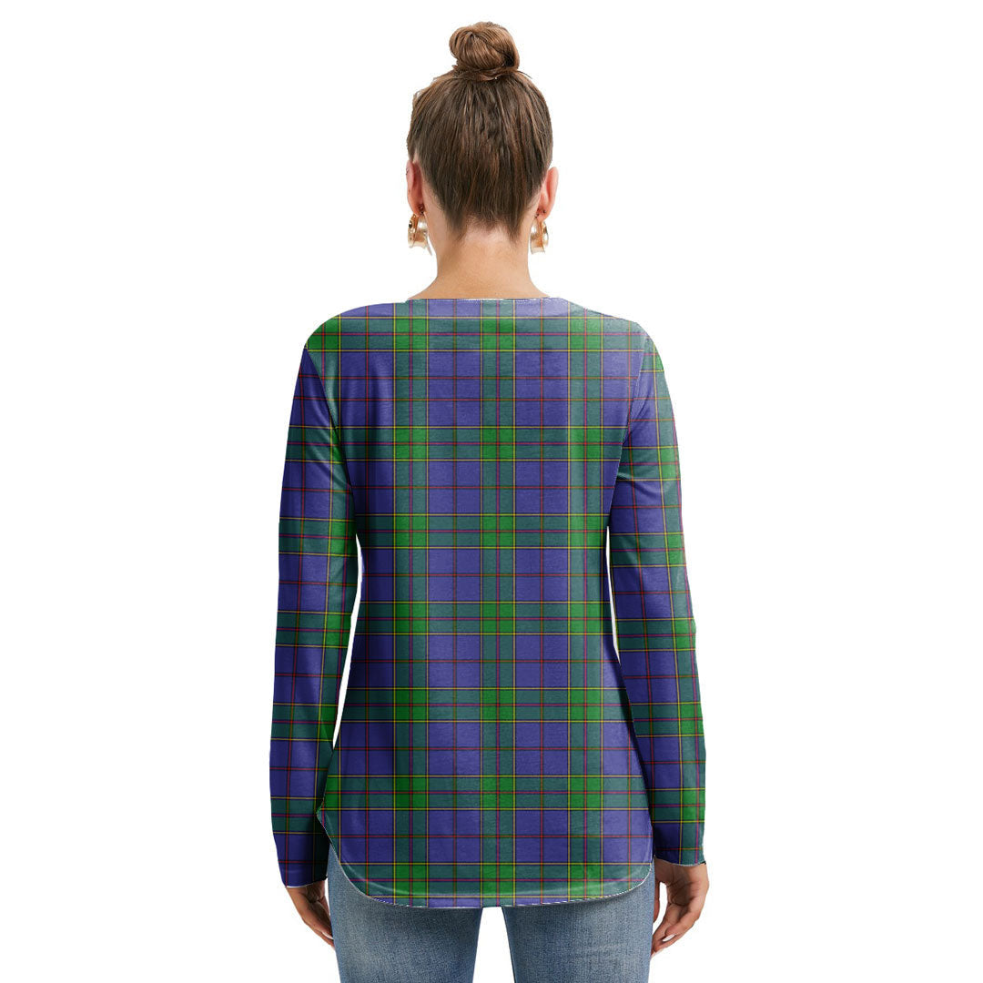 Strachan Tartan Plaid Long Sleeve Neckline Tie Sweatshirt