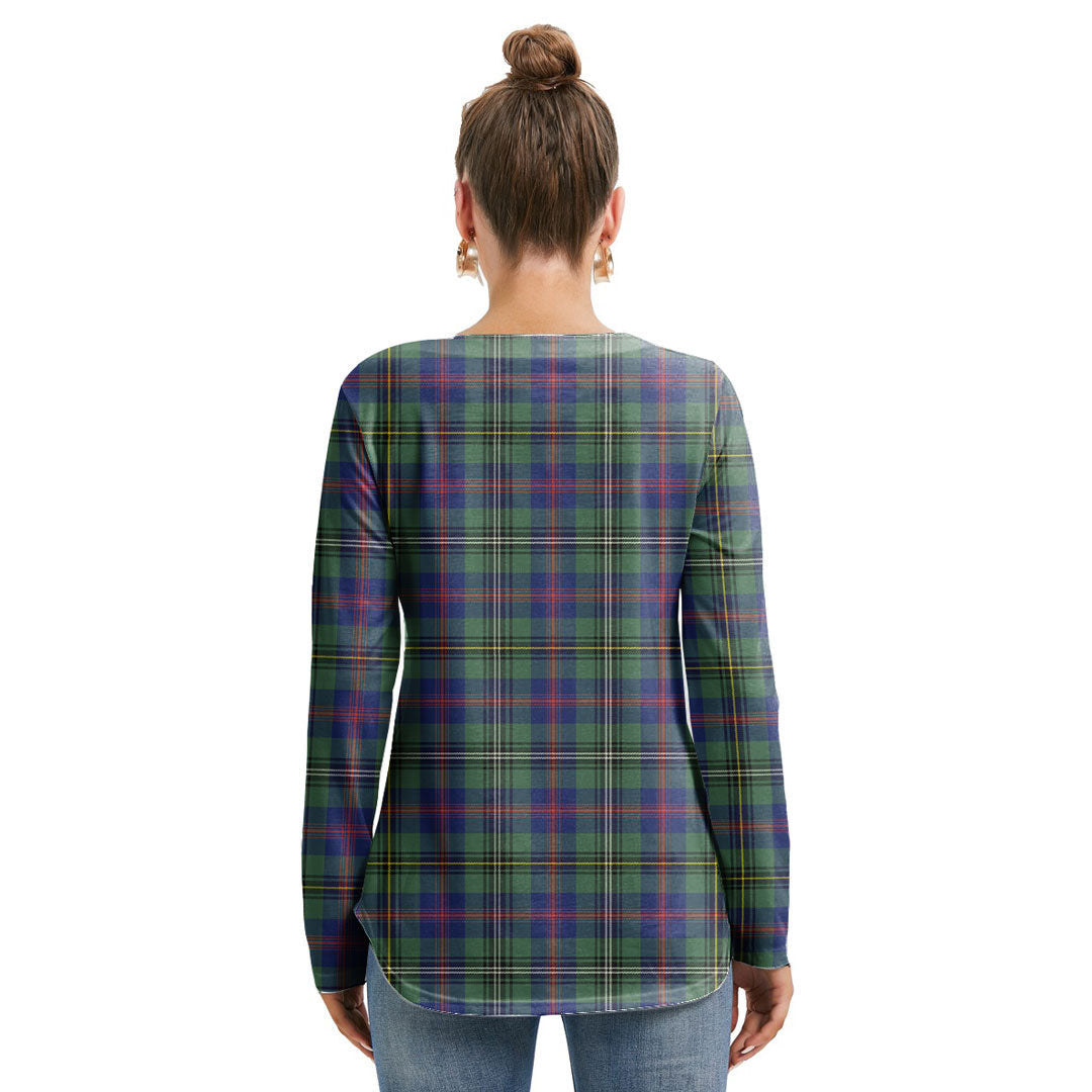 Wood Modern Tartan Crest Long Sleeve Neckline Tie Sweatshirt