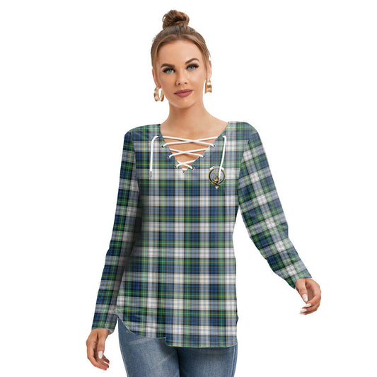 Gordon Dress Ancient Tartan Crest Long Sleeve Neckline Tie Sweatshirt