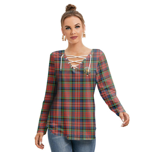 MacPherson Ancient Tartan Crest Long Sleeve Neckline Tie Sweatshirt