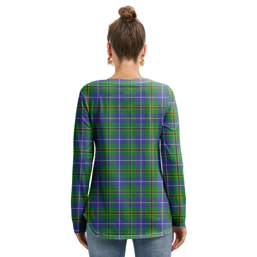 Turnbull Hunting Tartan Crest Long Sleeve Neckline Tie Sweatshirt