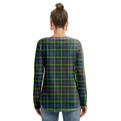 Farquharson Modern Tartan Plaid Long Sleeve Neckline Tie Sweatshirt