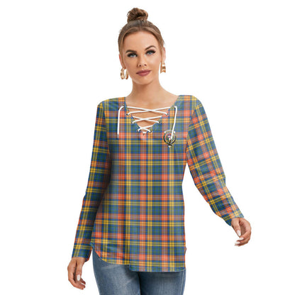 Buchanan Ancient Tartan Crest Long Sleeve Neckline Tie Sweatshirt