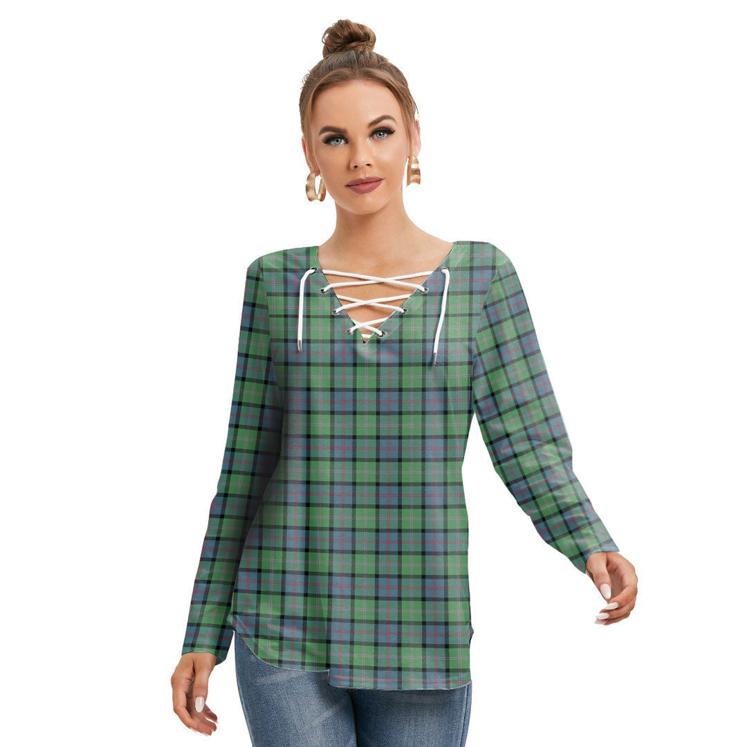 MacThomas Ancient Tartan Plaid Long Sleeve Neckline Tie Sweatshirt