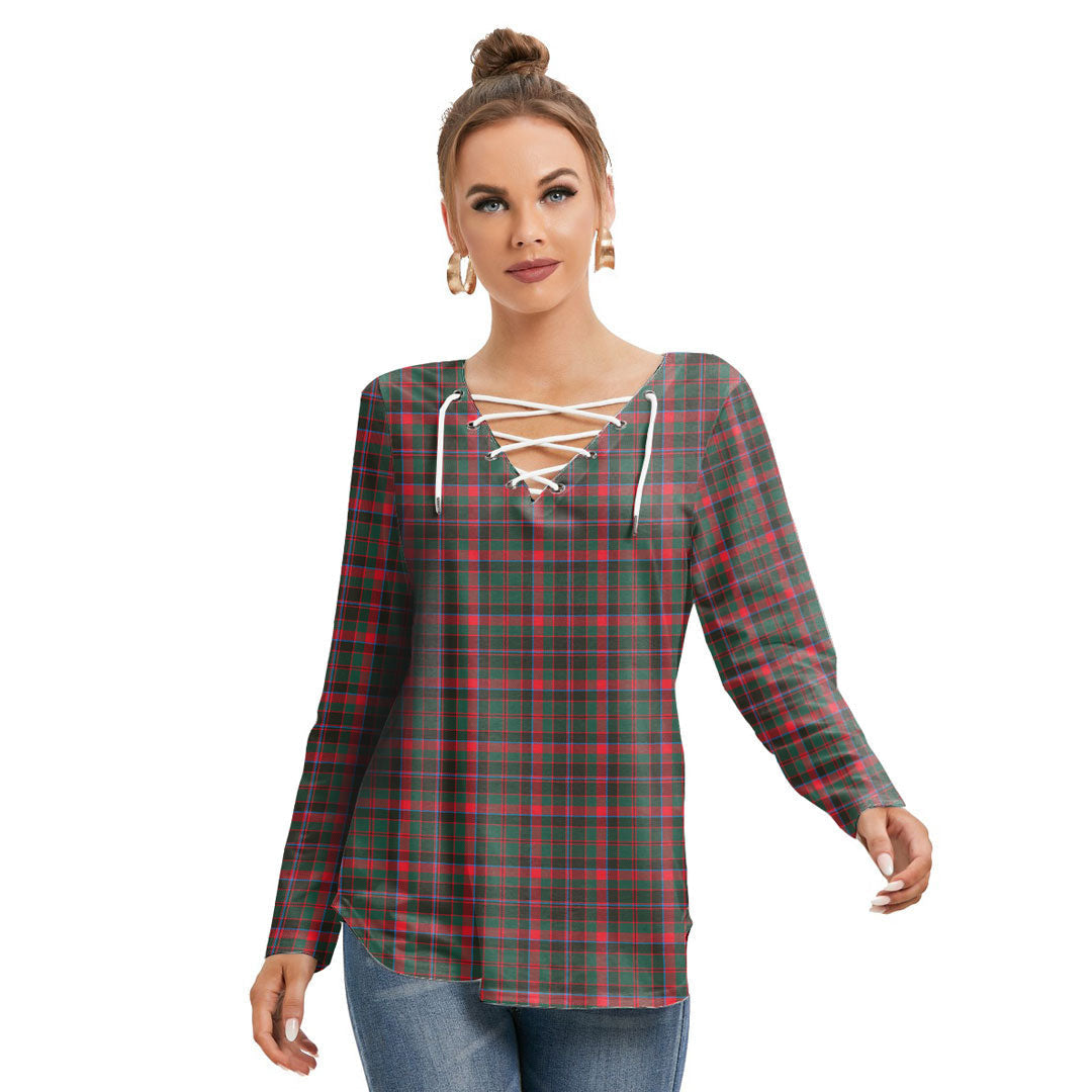 Cumming Hunting Modern Tartan Plaid Long Sleeve Neckline Tie Sweatshirt