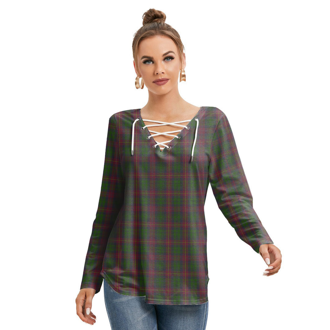 Cairns Tartan Plaid Long Sleeve Neckline Tie Sweatshirt