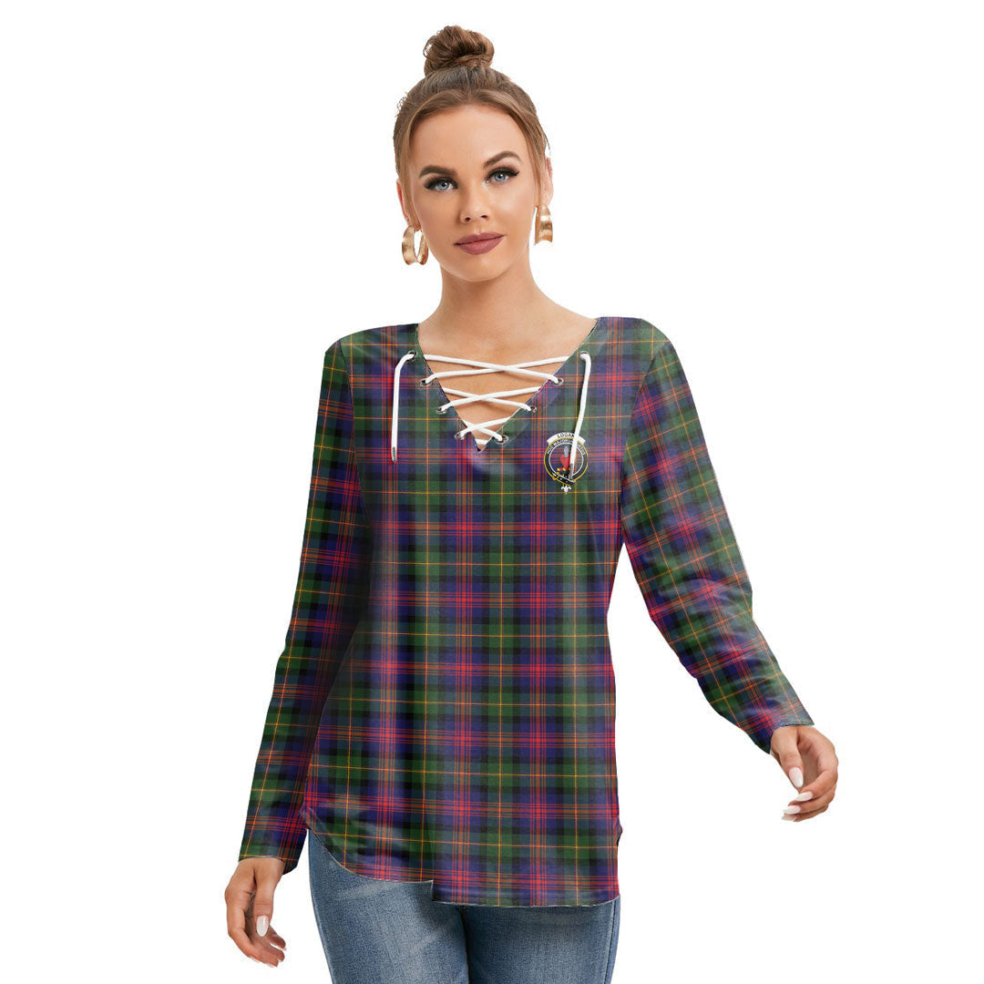 Logan Modern Tartan Crest Long Sleeve Neckline Tie Sweatshirt