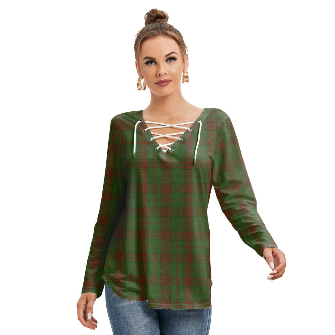 Maxwell Hunting Tartan Plaid Long Sleeve Neckline Tie Sweatshirt