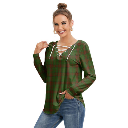 Maxwell Hunting Tartan Plaid Long Sleeve Neckline Tie Sweatshirt