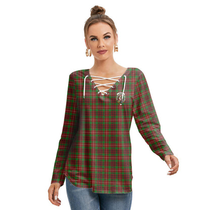 Ainslie Tartan Crest Long Sleeve Neckline Tie Sweatshirt