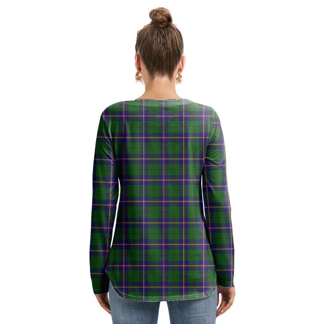 Carmichael Modern Tartan Crest Long Sleeve Neckline Tie Sweatshirt