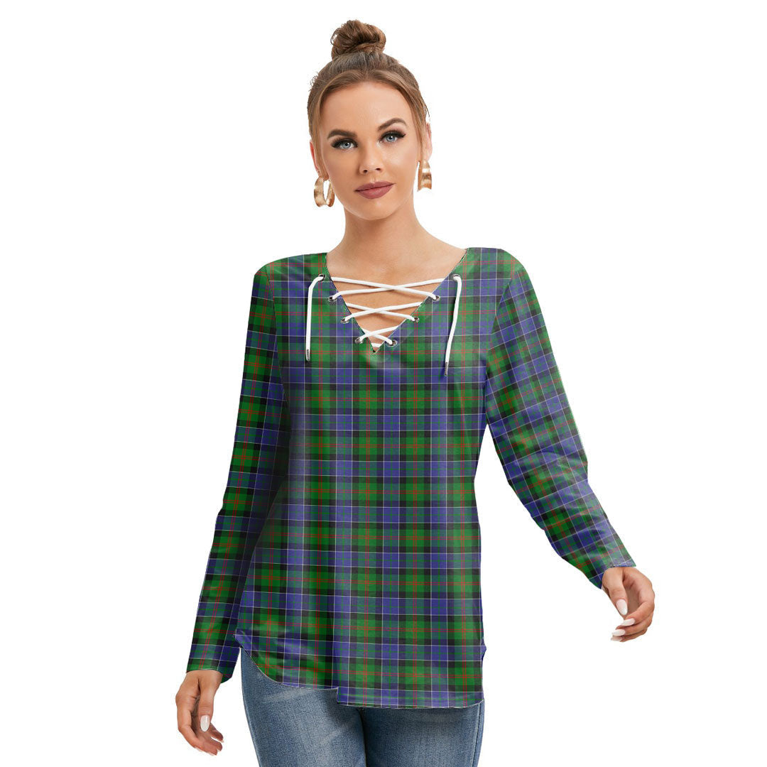 Paterson Tartan Plaid Long Sleeve Neckline Tie Sweatshirt