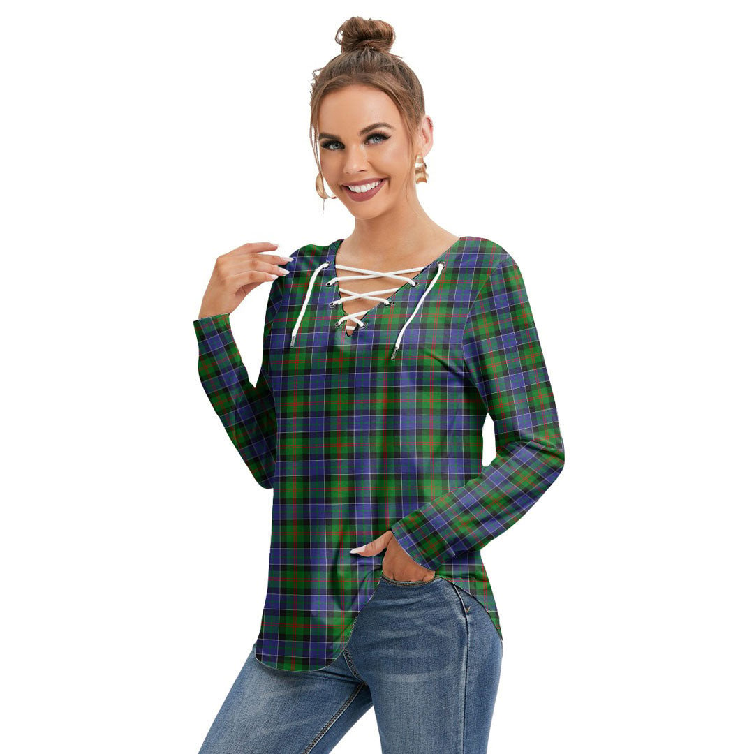 Paterson Tartan Plaid Long Sleeve Neckline Tie Sweatshirt