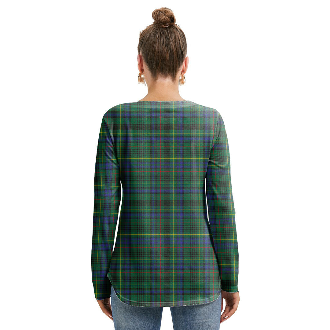 Stewart Hunting Modern Tartan Crest Long Sleeve Neckline Tie Sweatshirt
