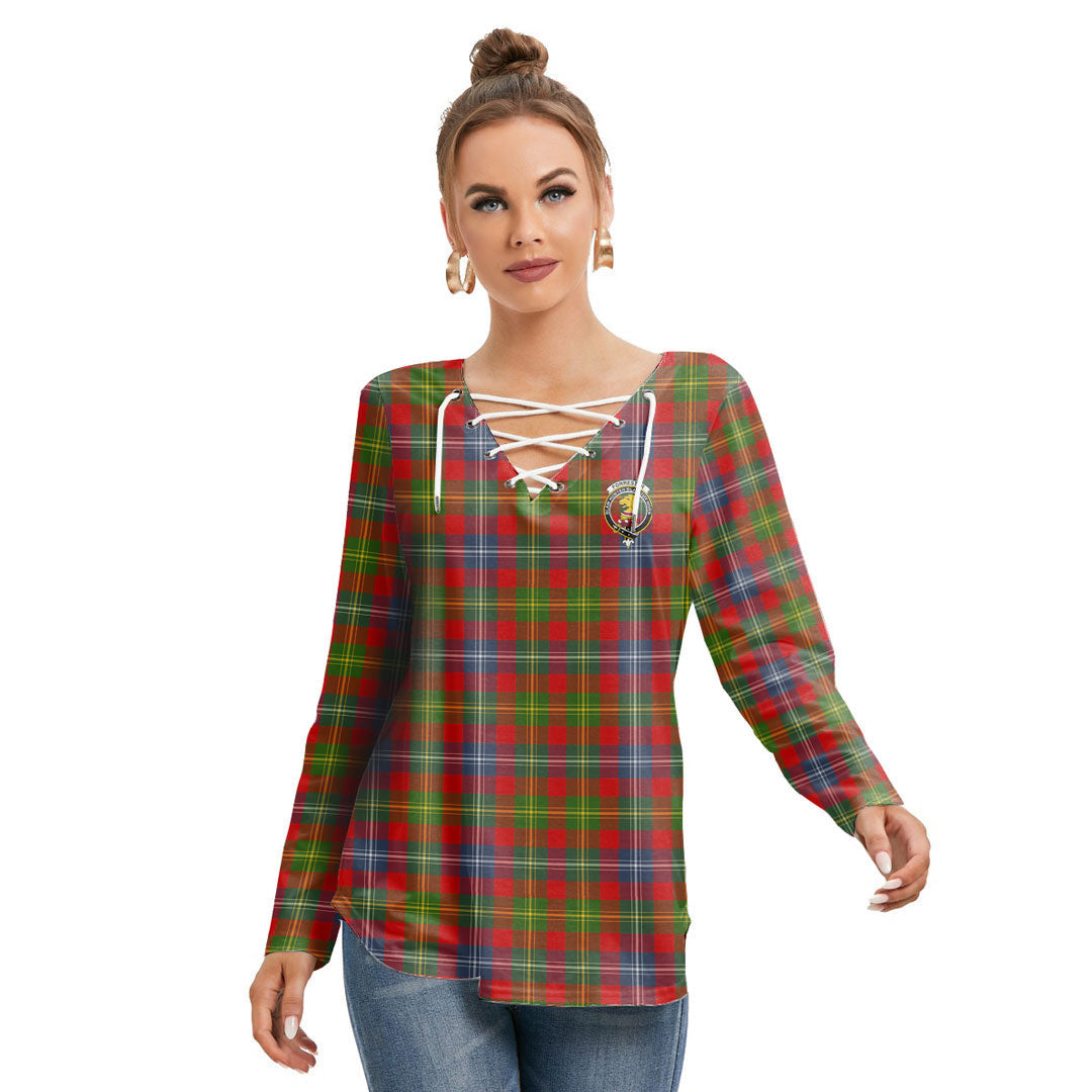 Forrester Tartan Crest Long Sleeve Neckline Tie Sweatshirt