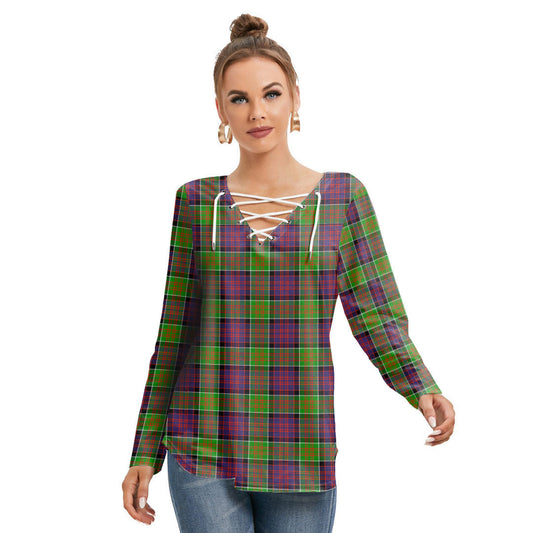 MacDonald of Clanranald Tartan Plaid Long Sleeve Neckline Tie Sweatshirt