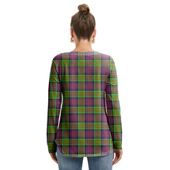 MacDonald of Clanranald Tartan Plaid Long Sleeve Neckline Tie Sweatshirt