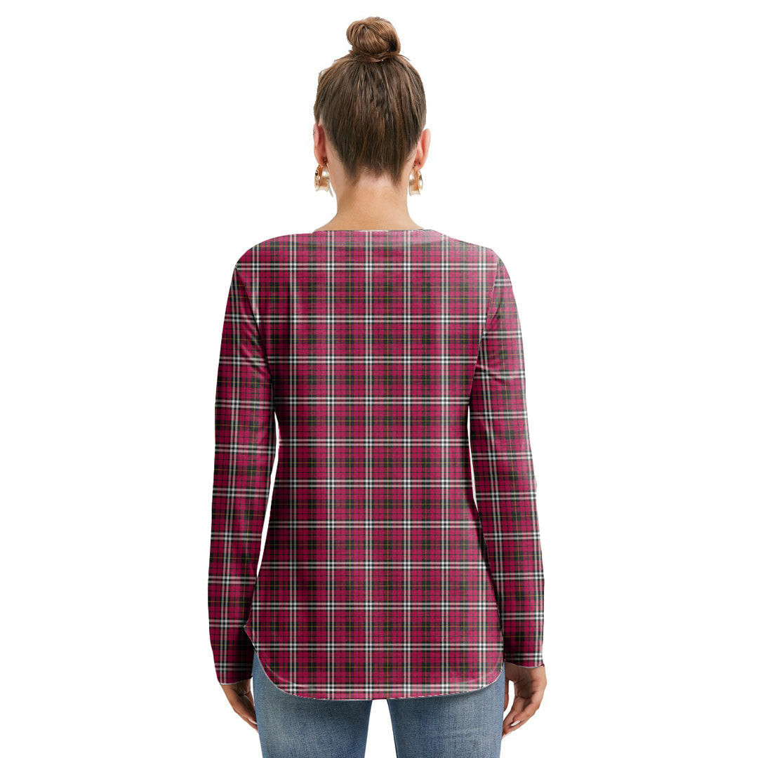 Little Tartan Plaid Long Sleeve Neckline Tie Sweatshirt