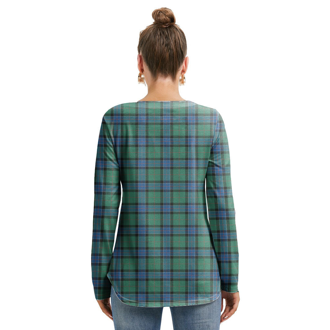 Sinclair Hunting Ancient Tartan Crest Long Sleeve Neckline Tie Sweatshirt