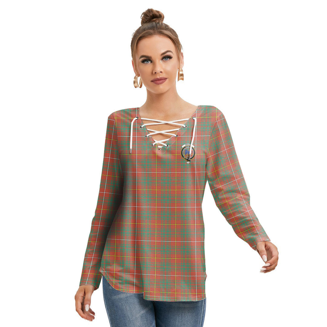 Bruce Ancient Tartan Crest Long Sleeve Neckline Tie Sweatshirt