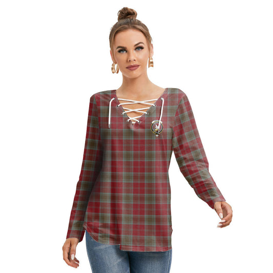 Lindsay Weathered Tartan Crest Long Sleeve Neckline Tie Sweatshirt