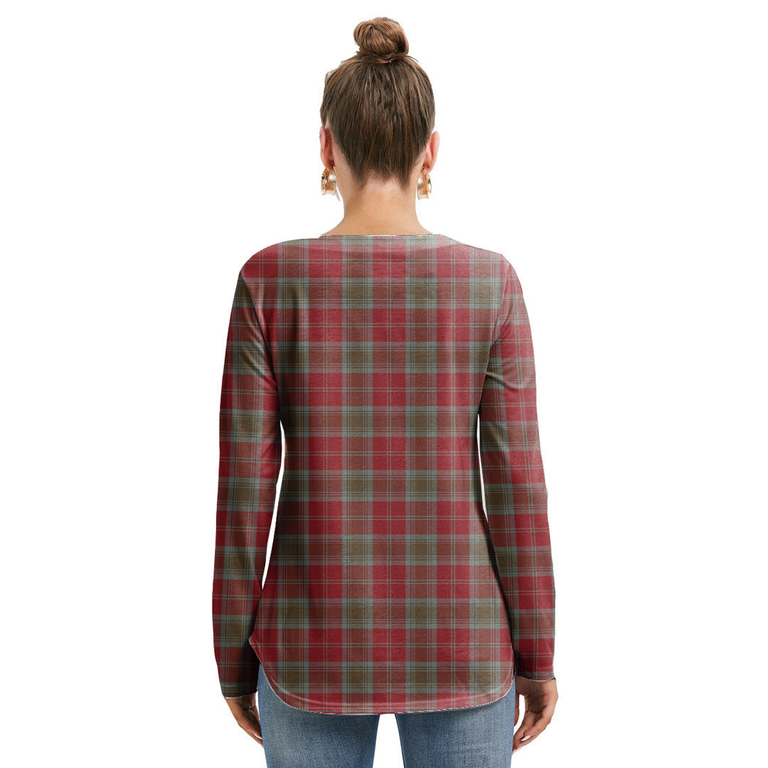 Lindsay Weathered Tartan Crest Long Sleeve Neckline Tie Sweatshirt