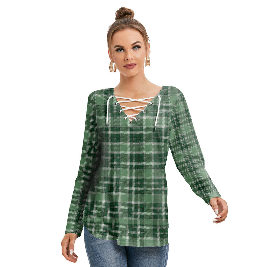 MacDonald Lord of the Isles Hunting Tartan Plaid Long Sleeve Neckline Tie Sweatshirt