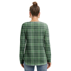 MacDonald Lord of the Isles Hunting Tartan Plaid Long Sleeve Neckline Tie Sweatshirt
