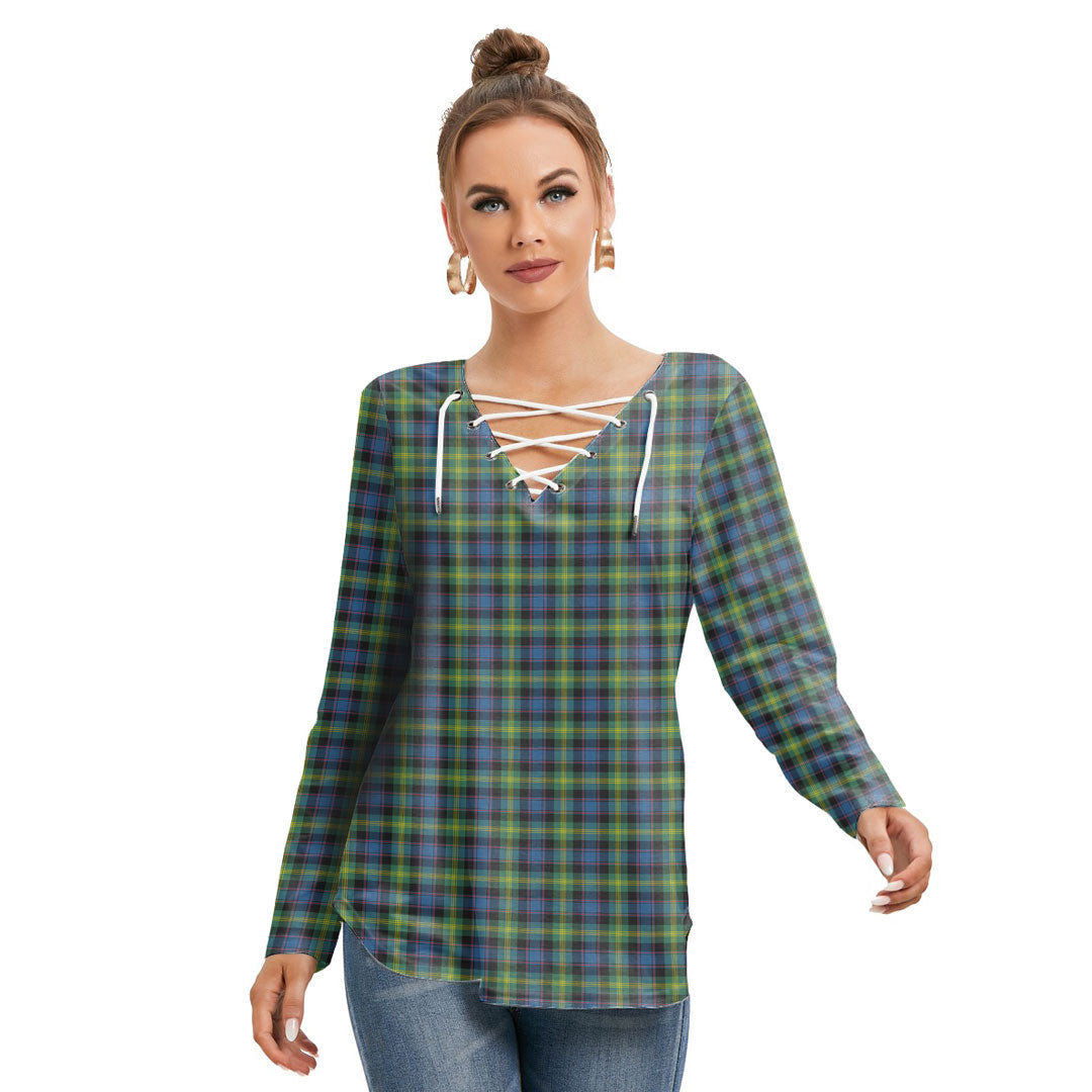 Watson Ancient Tartan Plaid Long Sleeve Neckline Tie Sweatshirt