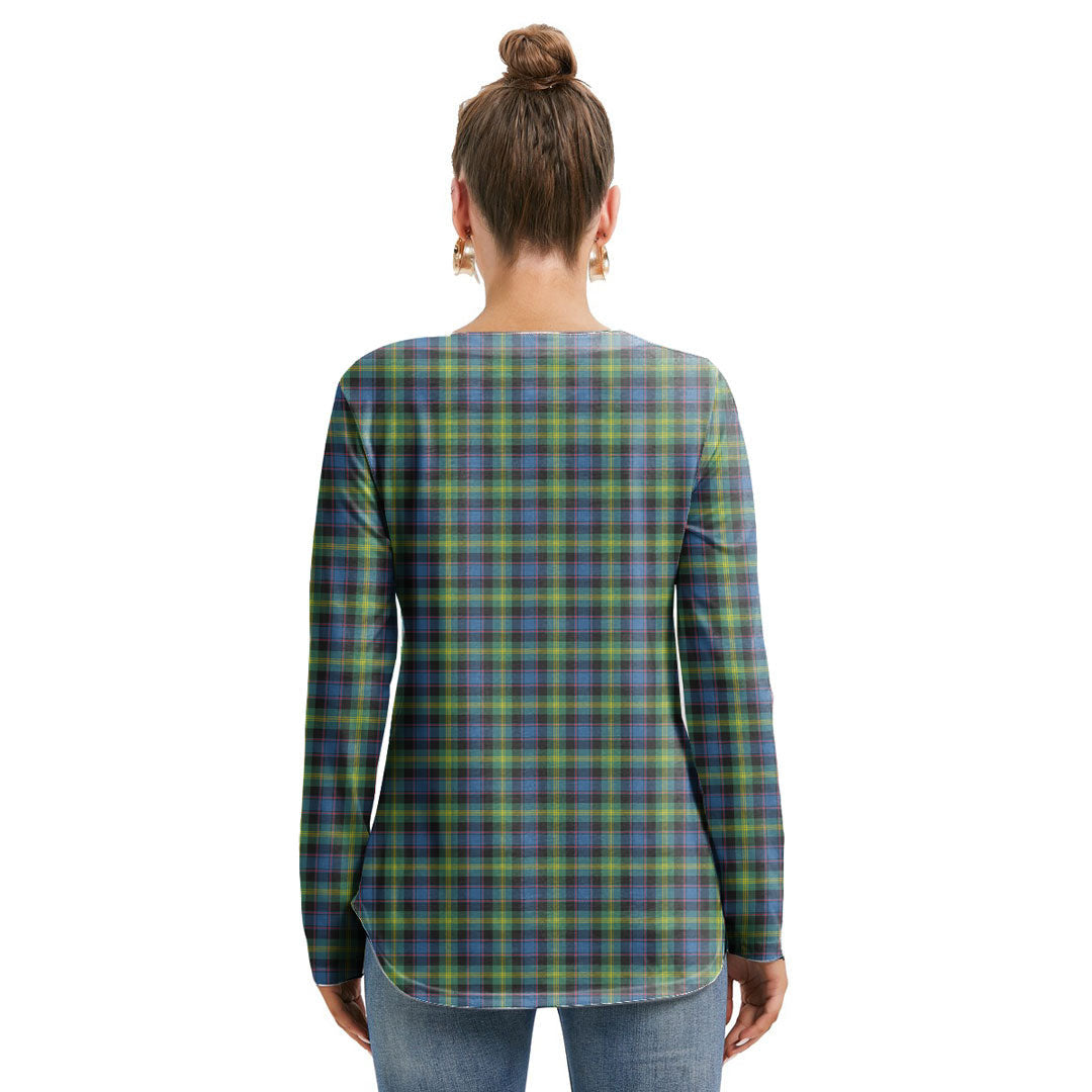 Watson Ancient Tartan Plaid Long Sleeve Neckline Tie Sweatshirt