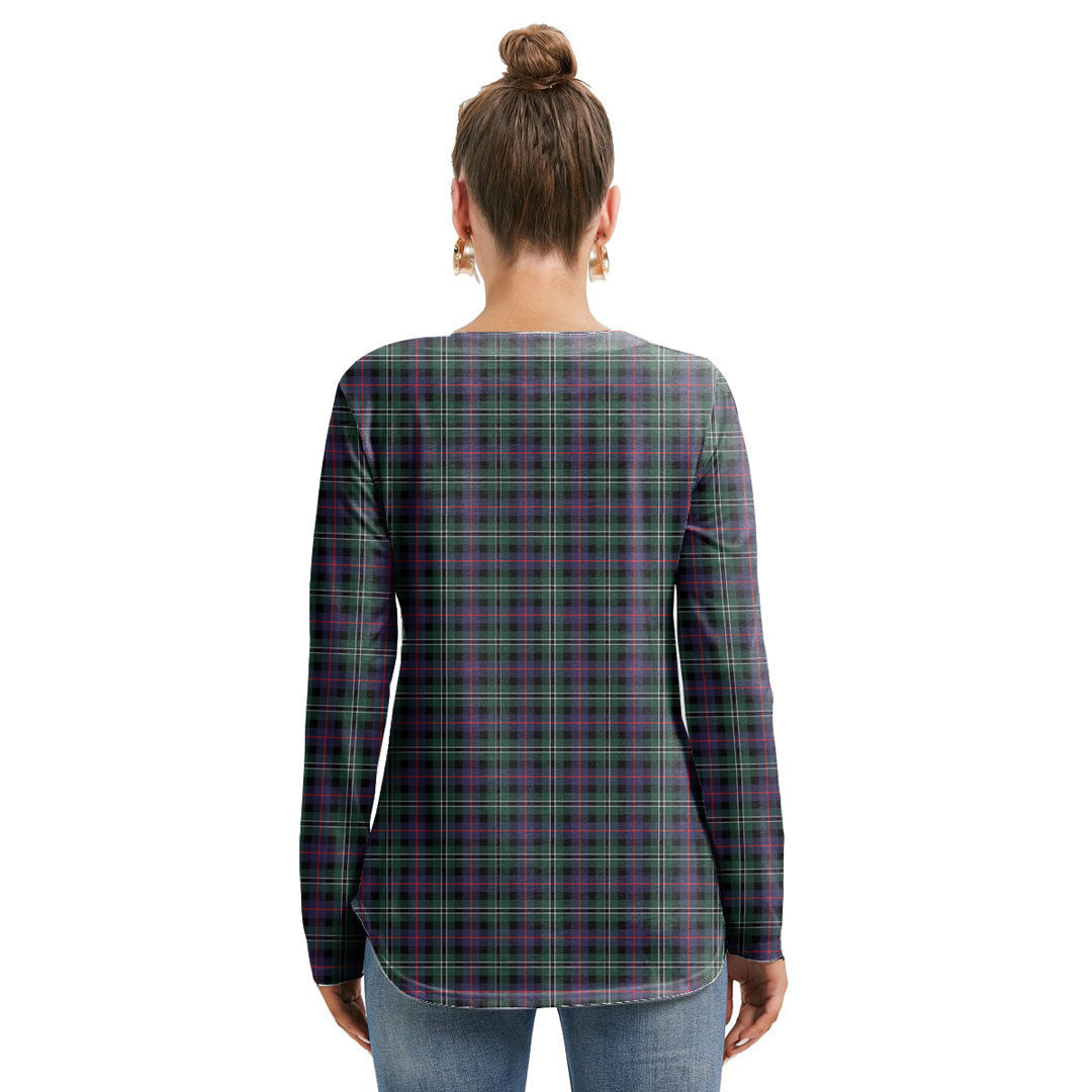 Rose Hunting Modern Tartan Plaid Long Sleeve Neckline Tie Sweatshirt