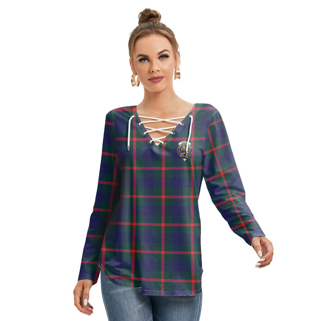 Agnew Modern Tartan Crest Long Sleeve Neckline Tie Sweatshirt